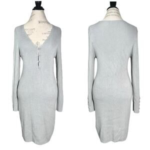 Abercrombie & Fitch | Women | Gray Ribbed Knit LS Bodycon Mini Dress | XL